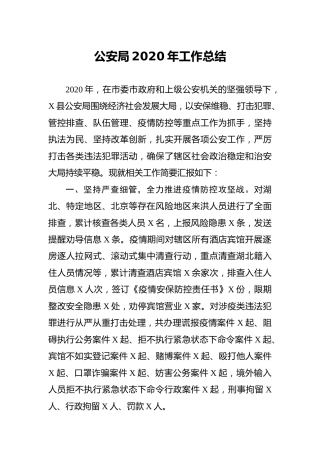 公安系统2020年工作总结4000字