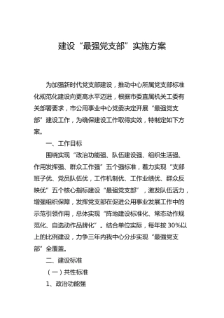 建设“最强党支部”实施方案2200字