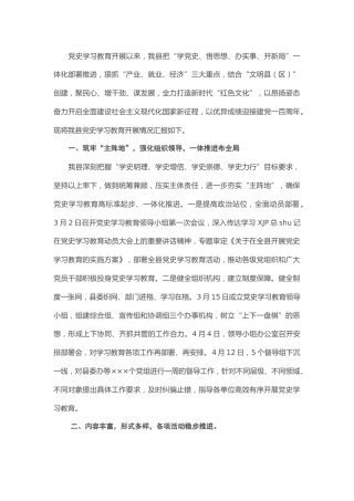 建党100周年党史学习教育进展情况汇报