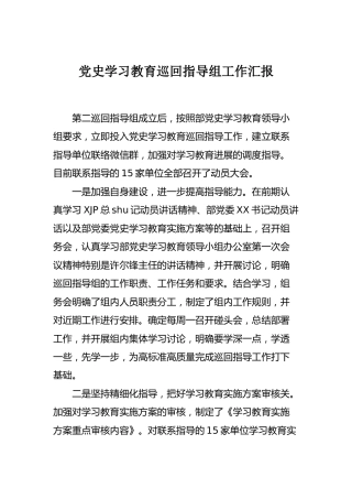 党史学习教育巡回指导组工作汇报
