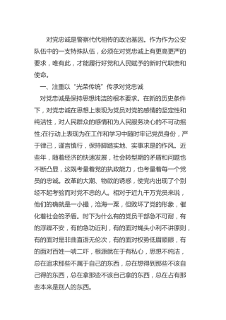 公安聚焦忠诚专题学习研讨发言材料（教育整顿）