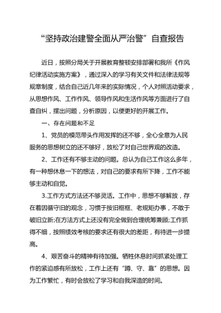从严治警政法队伍教育整顿自查报告1700字