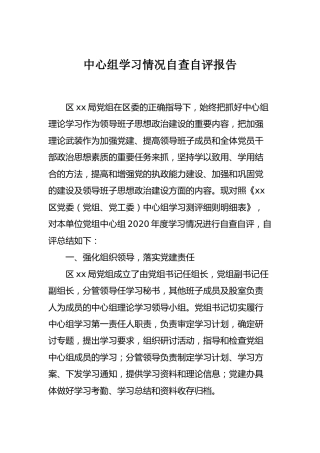 中心组学习情况自查自评报告1800字