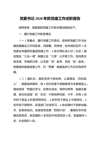 乡镇书记抓党建工作述职报告