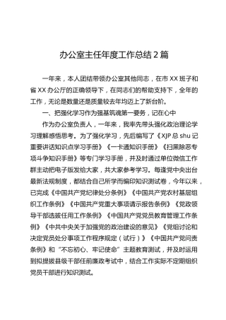 办公室主任年度工作总结2篇