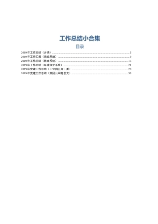 2019年工作总结6篇（含统战、乡镇、环保等系统及两篇党建总结）