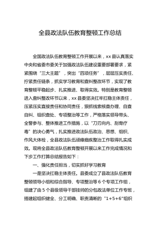 政法队伍教育整顿工作总结2篇（县区）