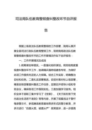 政法队伍教育整顿查纠整改环节自评报告（司法2400字）