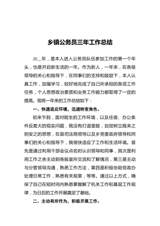 乡镇公务员三年工作总结