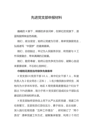 先进党支部申报材料