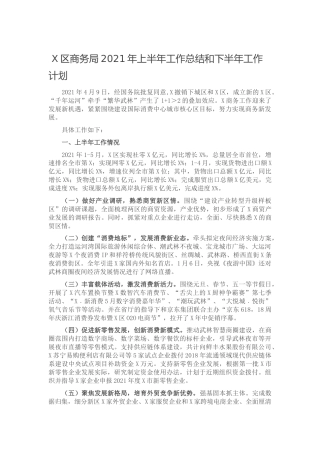 商务系统2021年上半年工作总结