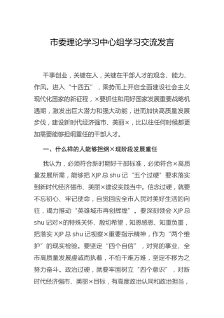 理论中心组学习交流发言（人才）