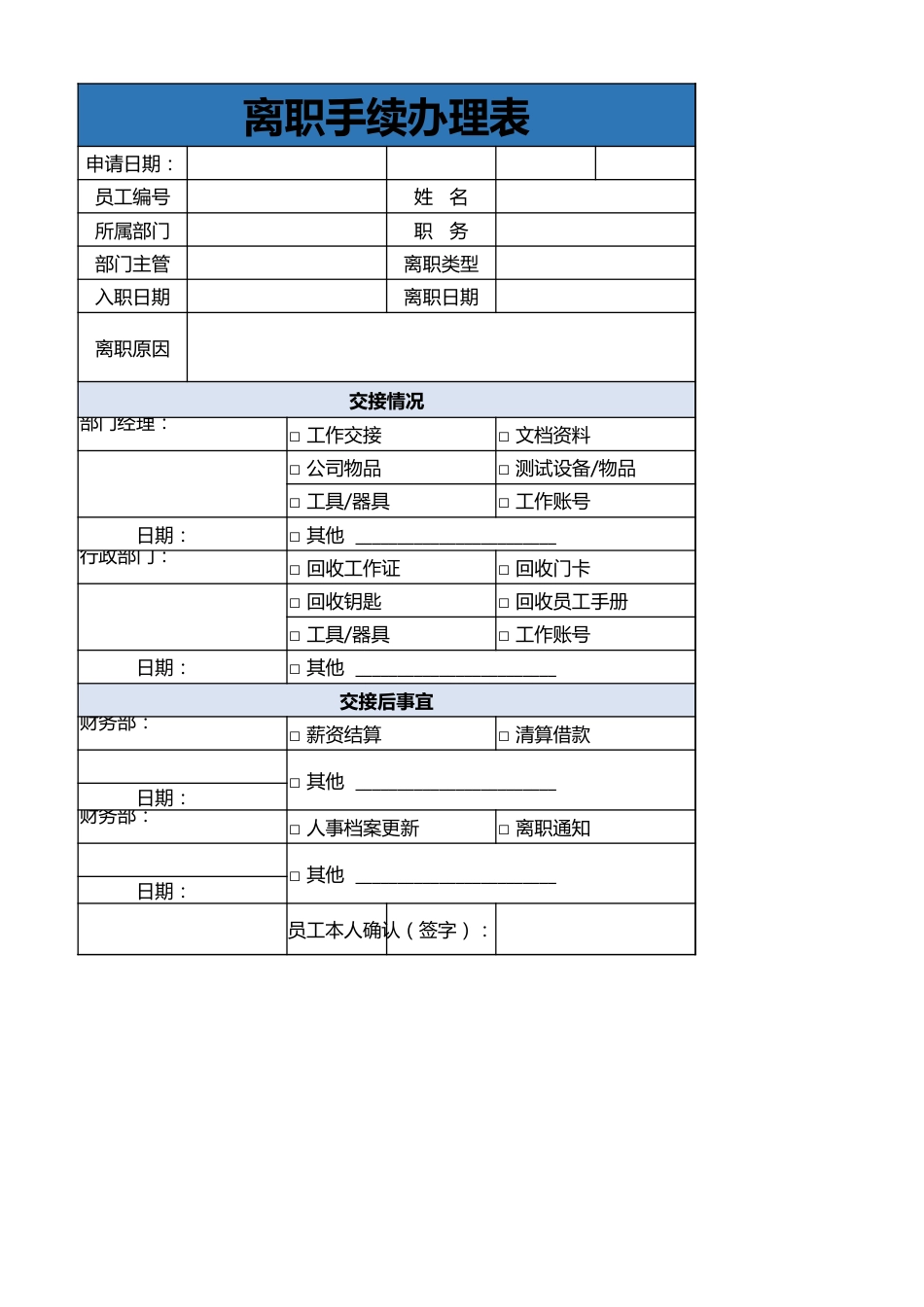 离职手续办理表_第1页