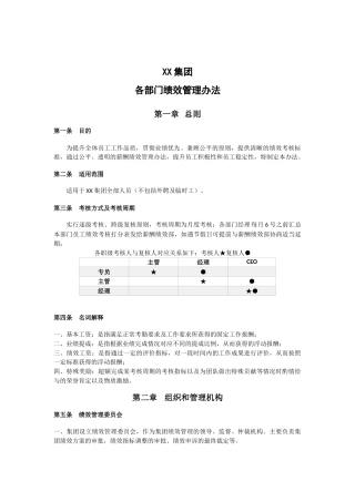 集团公司各部门绩效管理办法