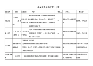 机关党史学习教育工作计划表