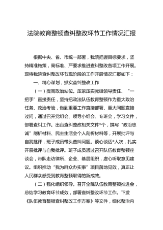 法院教育整顿查纠整改环节工作情况总结汇报3200字
