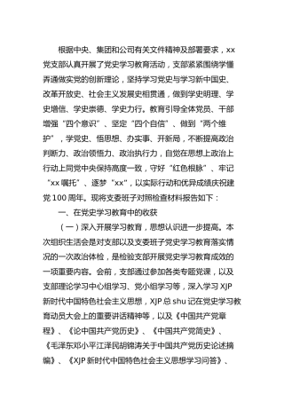 公司支部班子党史专题组织生活会对照检查材料2800字