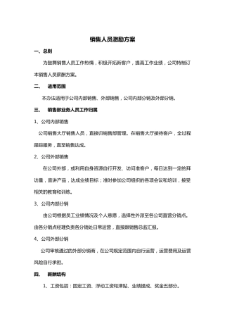 公司销售人员激励方案
