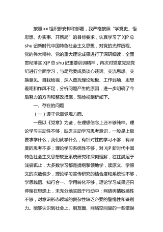 党史学习教育专题民主生活会个人对照检查材料3800字