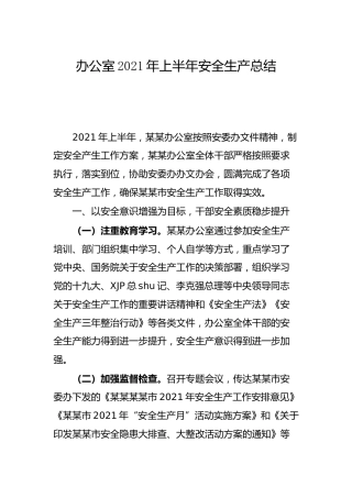 2021年上半年安全生产工作总结
