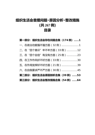 组织生活会查摆问题、原因分析、整改措施合集44000字（以前整理的材料）