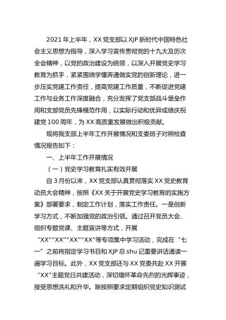 支部班子党史学习教育组织生活会对照检查（含上半年总结）