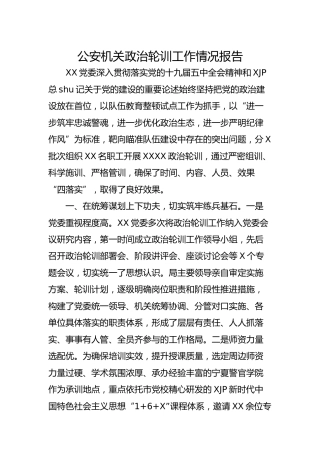 政治轮训工作情况总结报告（公安）