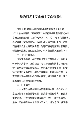 整治形式主义官僚主义自查报告2300字