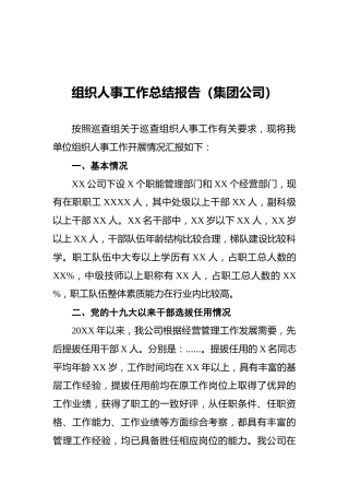 组织人事工作总结报告2800字（公司）