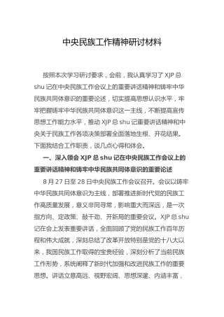 中央民族工作研讨材料3800字（民族共同体）