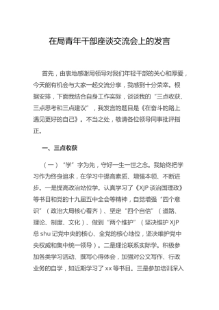 在青年干部座谈交流会上的发言