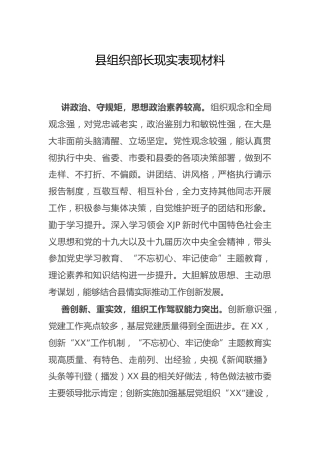 组织部长现实表现2400字