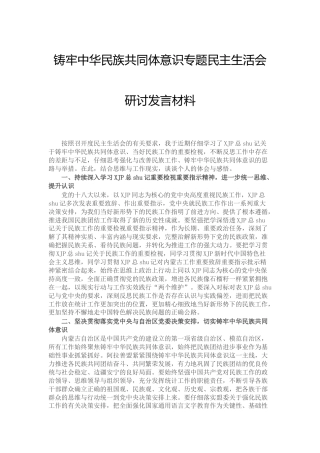 铸牢中华民族共同体意识专题民主生活会研讨发言1600字