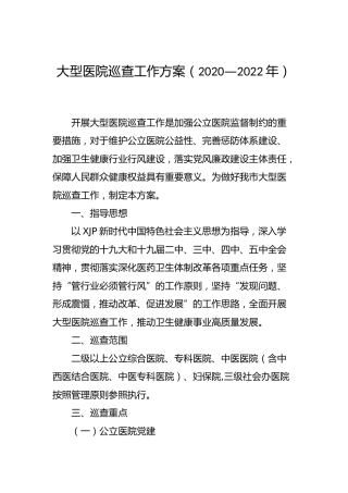 医院巡查工作方案