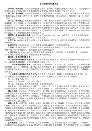 医院地震紧急处置预案