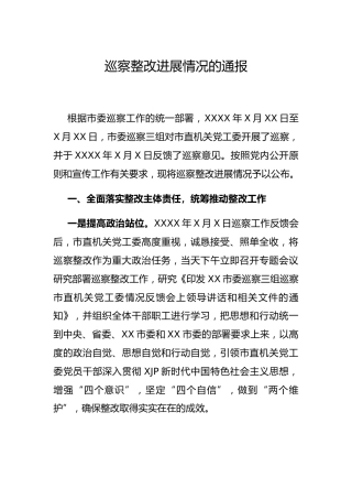 巡察整改进展情况的总结通报5900字