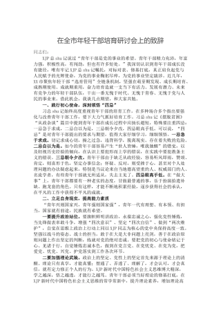 在年轻干部培育研讨会上的讲话致辞