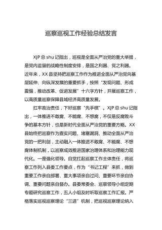巡察巡视工作经验总结