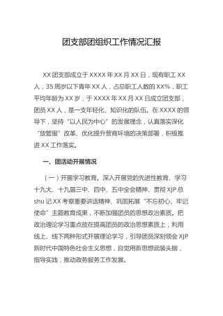 团支部团组织工作总结汇报