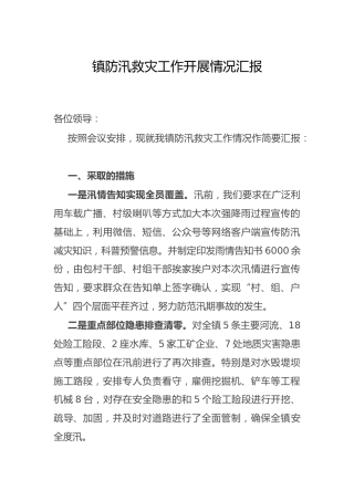 乡镇防汛救灾工作开展情况总结汇报1600字