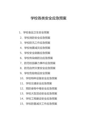 学校各类安全应急预案合集15项