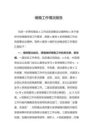 维稳工作总结报告