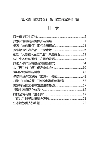 绿水青山就是金山银山实践总结经验案例合集16篇