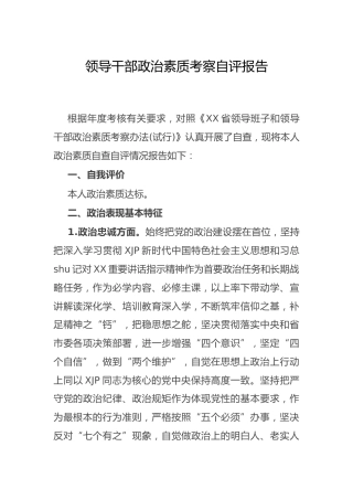领导干部政治素质考察自评报告2000字
