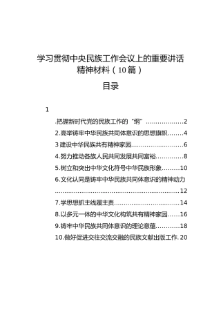 民族工作会议精神心得体会、研讨发言10篇