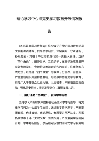 理论中心组党史学习教育开展情况总结报告