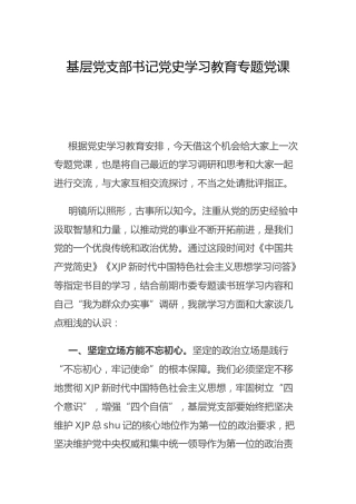 基层党支部书记党史专题党课2400字