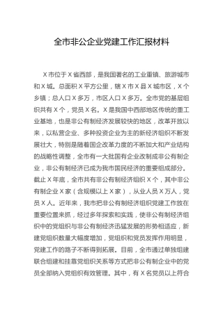 非公企业党建工作总结汇报8100字（市）