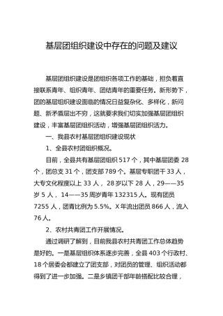 调研参考：基层团组织建设中存在的问题及建议（老材料）