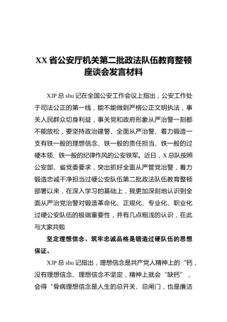 第二批政法队伍教育整顿座谈会发言(公安)